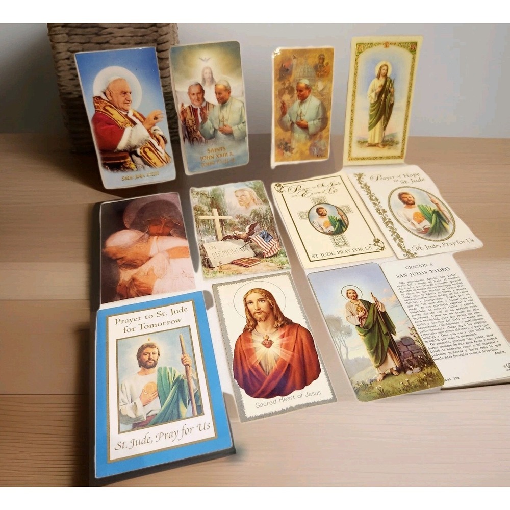 Lot of 10 Vintage Catholic Holy Cards – Saint John XXIII Pope, Saints, Jesus